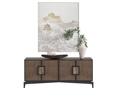 新中式玄关柜 边柜 装饰挂画