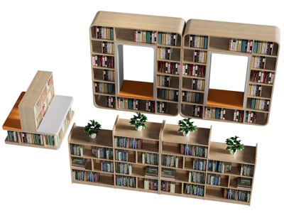 现代带卡座的书柜