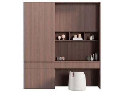 现代实木带化妆台的衣柜3d模型 现代实木带化妆台的衣柜