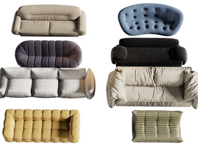 现代布艺多人沙发