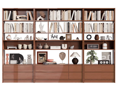 现代实木装饰书柜