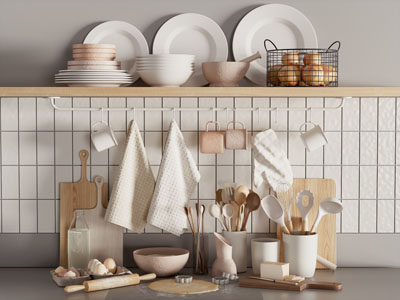 现代碗碟 刀叉勺子厨具摆件组合