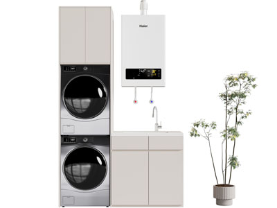 现代阳台洗衣机 烘干机收纳柜