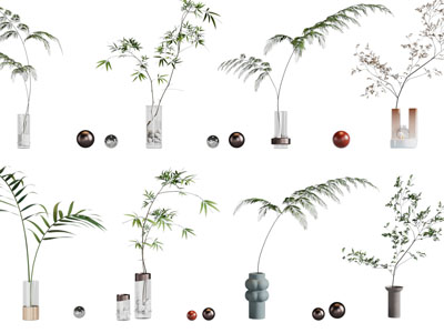 现代玻璃花瓶花卉摆件组合