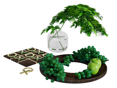 现代葡萄 苹果 花瓶花卉摆件组合