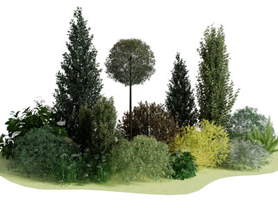 现代灌木花草景观园艺小品