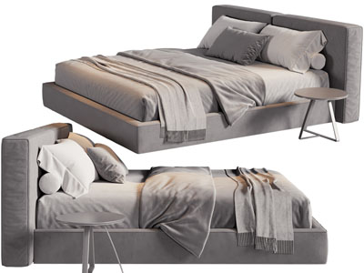 现代布艺双人床
