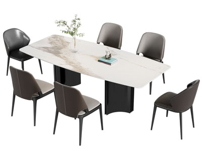 现代大理石餐桌椅组合