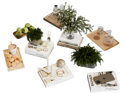 现代书籍 托盘 茶具杯子摆件组合