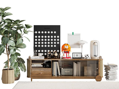 侘寂风实木边柜 矮柜 书本