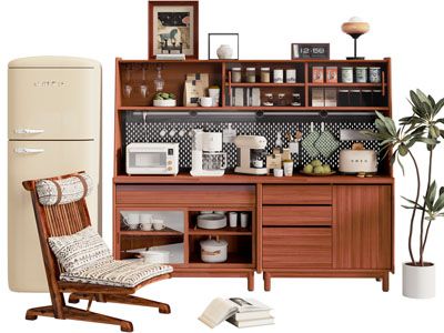 中古风餐边柜 休闲椅子