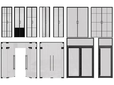 现代玻璃推拉门 双开门 大门