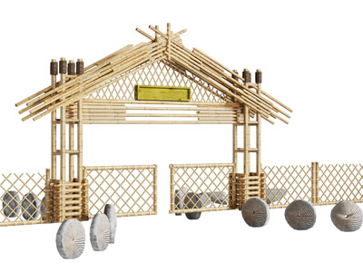 新中式竹编大门 篱笆 护栏