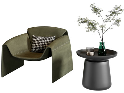 现代休闲椅子 边几