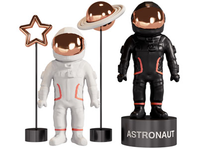 现代宇航员雕塑雕刻摆件组合