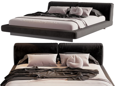 现代布艺双人床