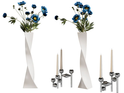 现代花瓶花卉 烛台摆件组合