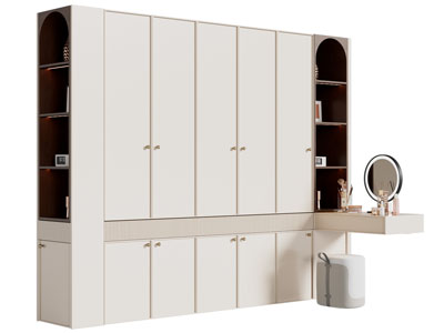 法式实木衣柜3d模型 法式实木衣柜