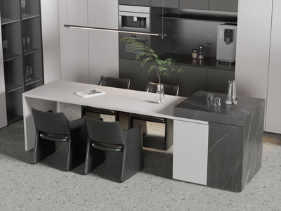 现代带吧台的餐桌椅组合