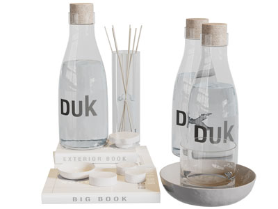 现代水瓶 书本 香薰摆件组合