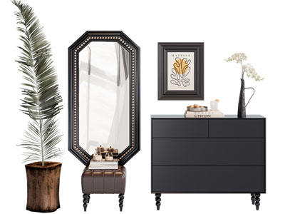 法式玄关柜 换鞋凳 穿衣镜