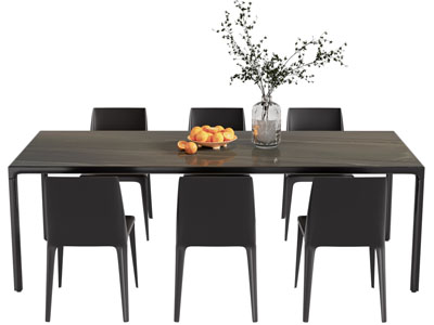 现代长方形餐桌椅组合