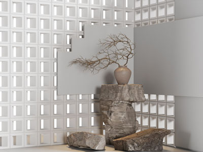 侘寂风室内景观园艺小品