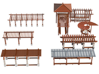 新中式廊架 凉亭 游廊 亭子