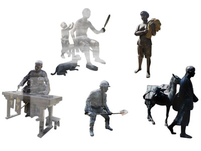 现代城市雕塑雕刻 摆件组合3d模型 现代城市雕塑雕刻 摆件组合