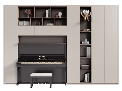 现代嵌入钢琴的装饰柜