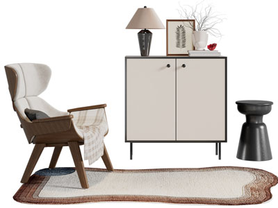 中古风休闲椅子 玄关柜 边几