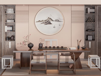 新中式茶桌椅组合