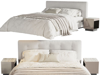 现代布艺双人床