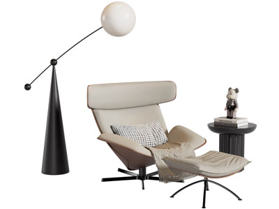 现代躺椅 脚踏 落地灯