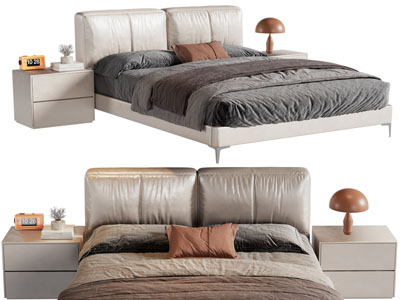 现代双人床 床头柜