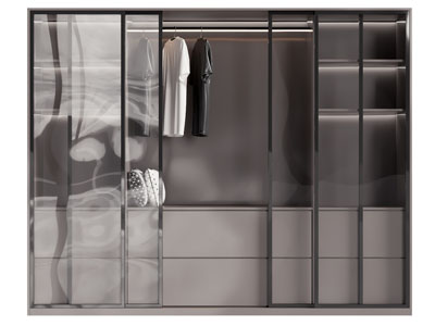 现代玻璃柜门的衣柜3d模型 现代玻璃柜门的衣柜