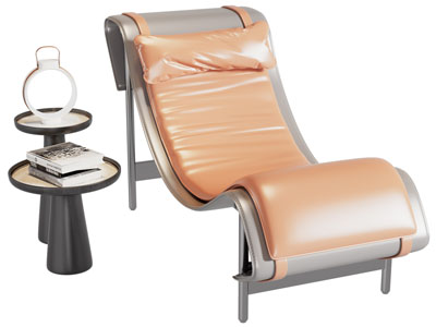 现代躺椅 休闲椅子 边几