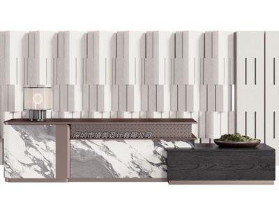 现代前台接待台 背景墙