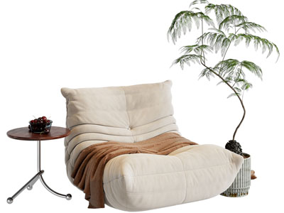 现代布艺懒人沙发 边几