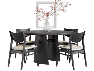 现代圆形餐桌椅组合