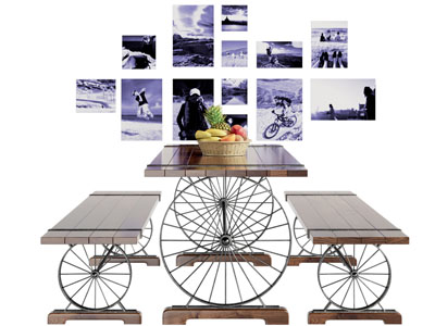 工业风loft餐桌椅组合 装饰挂画