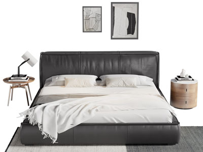 现代双人床 床头柜