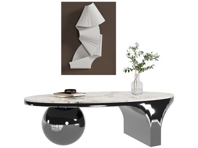 现代大理石书桌3d模型 现代大理石书桌