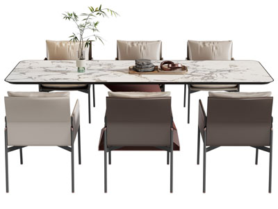 现代大理石餐桌椅组合