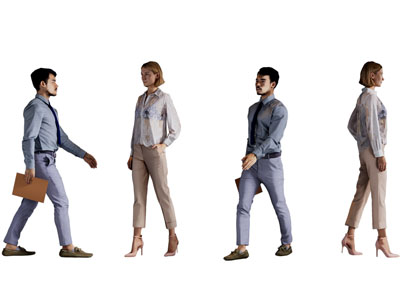 现代走路的男人 女人