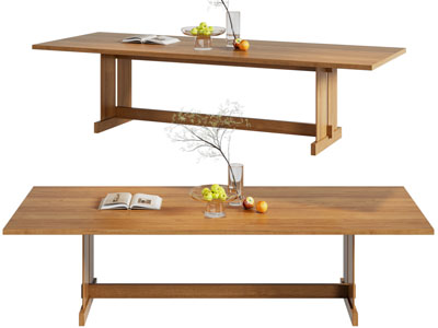 现代实木茶几 花瓶摆件组合3d模型 现代实木茶几 花瓶摆件组合