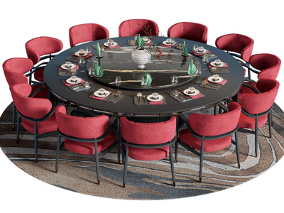 现代酒店圆形餐桌椅组合