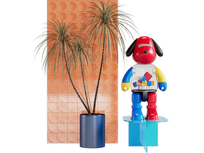 现代积木狗雕塑雕刻摆件组合3d模型 现代积木狗雕塑雕刻摆件组合