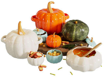 新中式南瓜陶瓷器皿厨具摆件组合