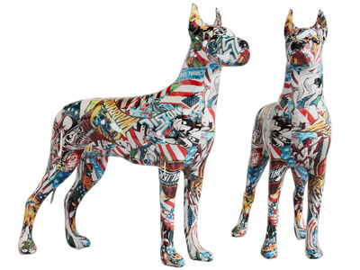 现代彩色图案的狗雕塑雕刻3d模型 现代彩色图案的狗雕塑雕刻